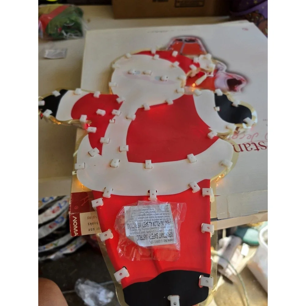 Vintage Light Up Christmas Window Decoration Santa Claus Retro Plastic